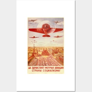 Long Live Mighty Aviation! SOVIET PROPAGANDA Art Vintage Airplane Posters and Art